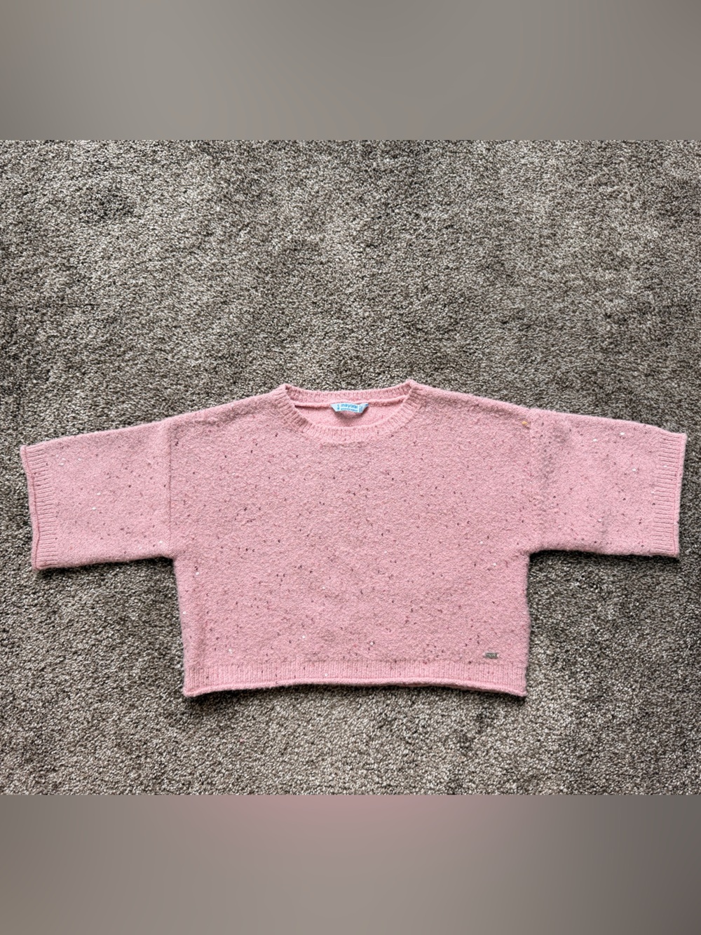 Mayoral Pink Speckled Knit Sweater